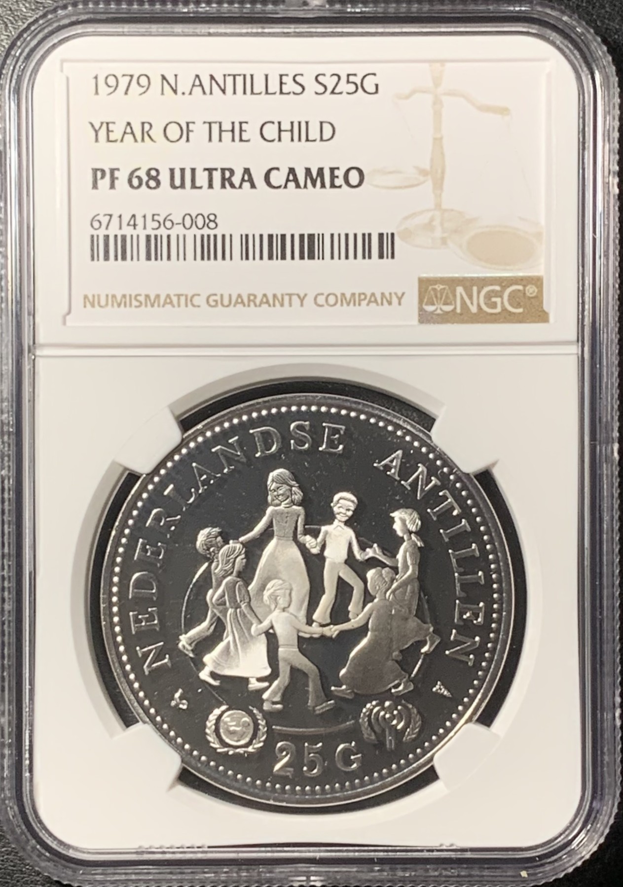 紫瑗钱币——第331期拍卖 荷属安的列斯 1979年 国际儿童年 25盾 银币 NGC PR68 UC