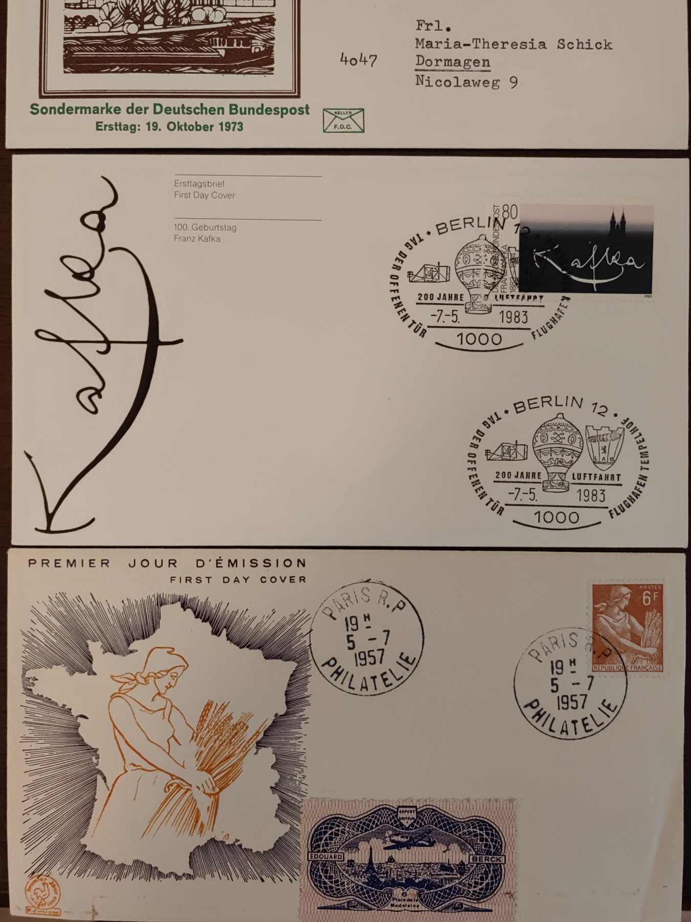 多国邮品🌞放大漏💥🔥💥组合专场 第③⑤场 法国德国50-80年代首日封（6件 其中谷物女神图案有小掉皮）