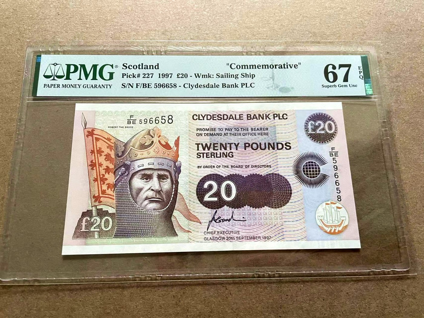 【Blue Auction】✨世界纸币精拍第402期【精】 【无47】苏格兰 1997年20镑 PMG67EPQ 纪念钞 
