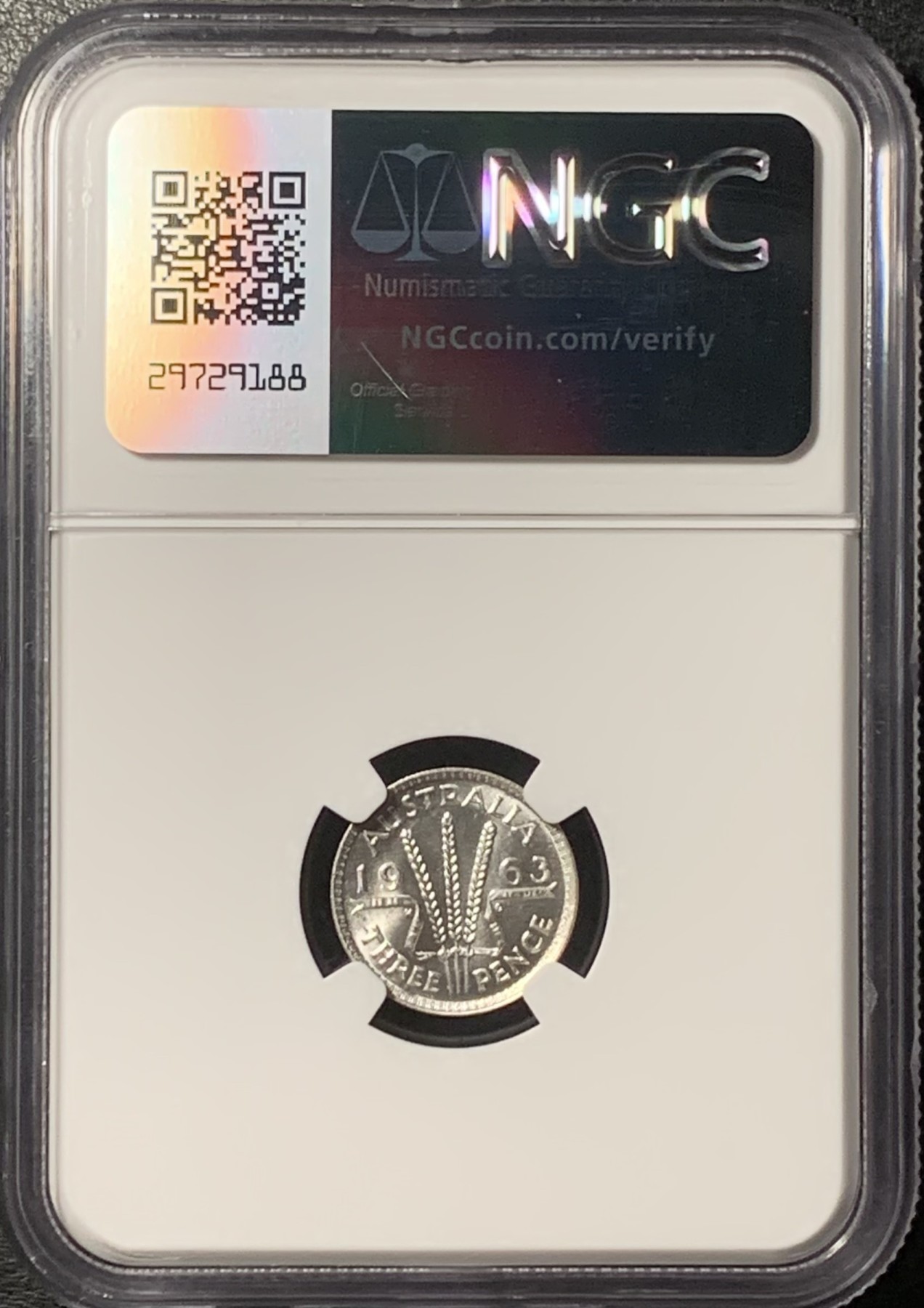 紫瑗钱币——第331期拍卖 澳大利亚 1963年 伊丽莎白二世 3便士 银币 NGC MS65