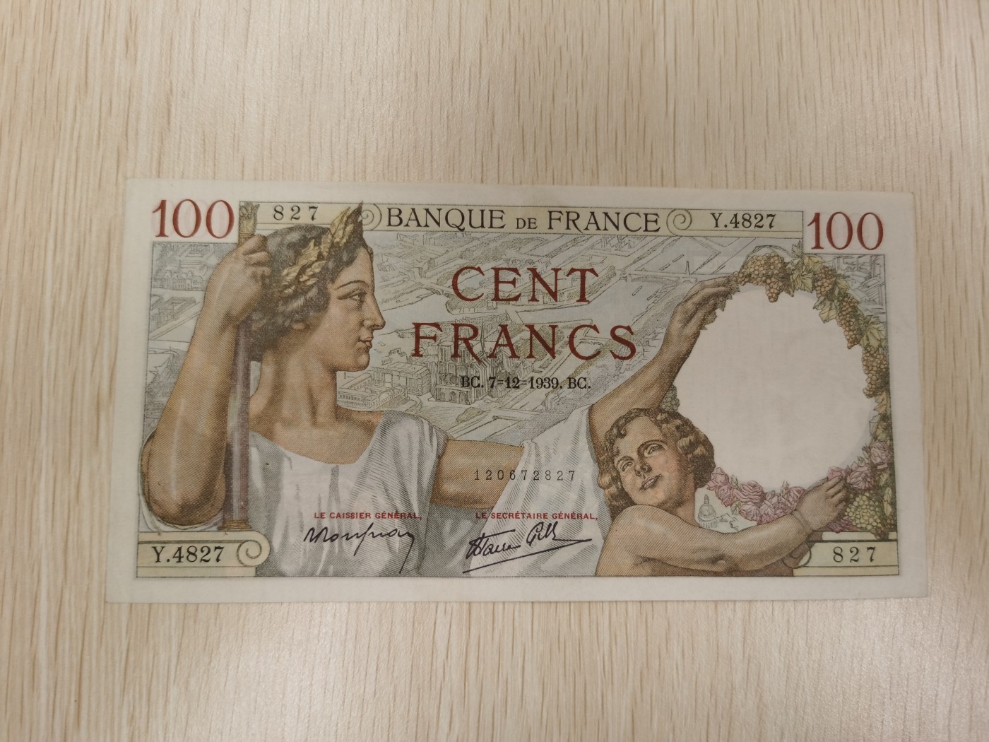 Inmortal auction 旧钞场（本期全旧品相） 法国100（1939），旧品