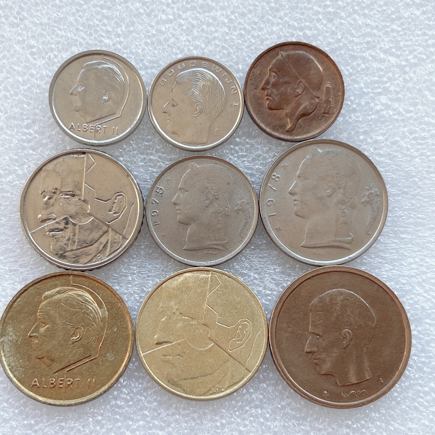 全场一元起拍 世界钱币散币、银币专场 第45期 比利时硬币9枚 无重复