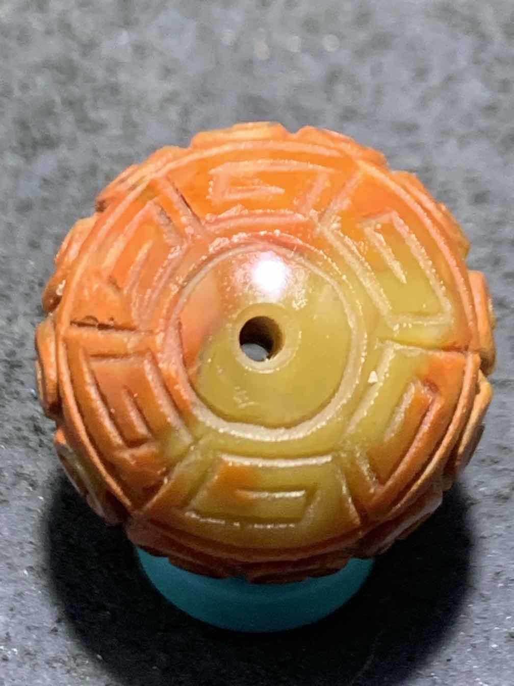 精美草花纹战国红玛瑙手工雕刻2.0回纹珠一颗