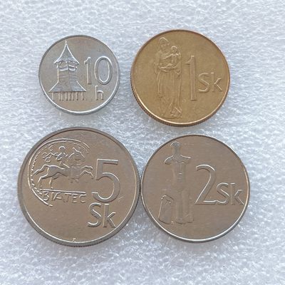 全场一元起拍 世界钱币散币、银币专场 第45期 斯洛伐克共和国硬币4枚
