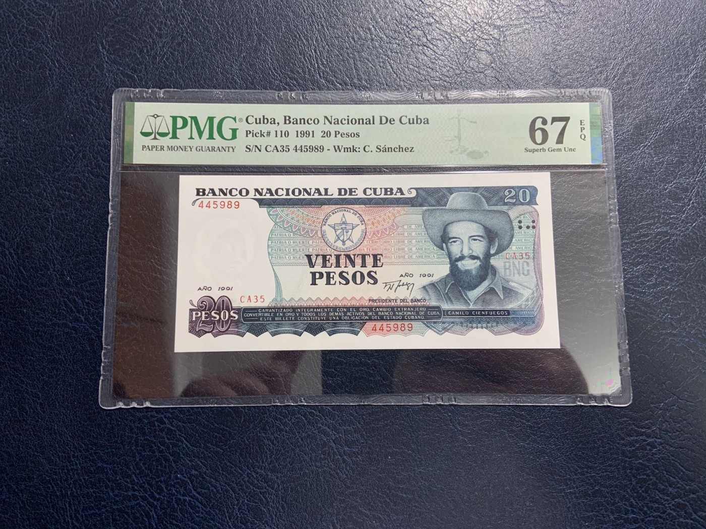 收藏联盟Quantum Auction 第309期拍卖  古巴1991年20比索 PMG67 中国代印 双面雕刻