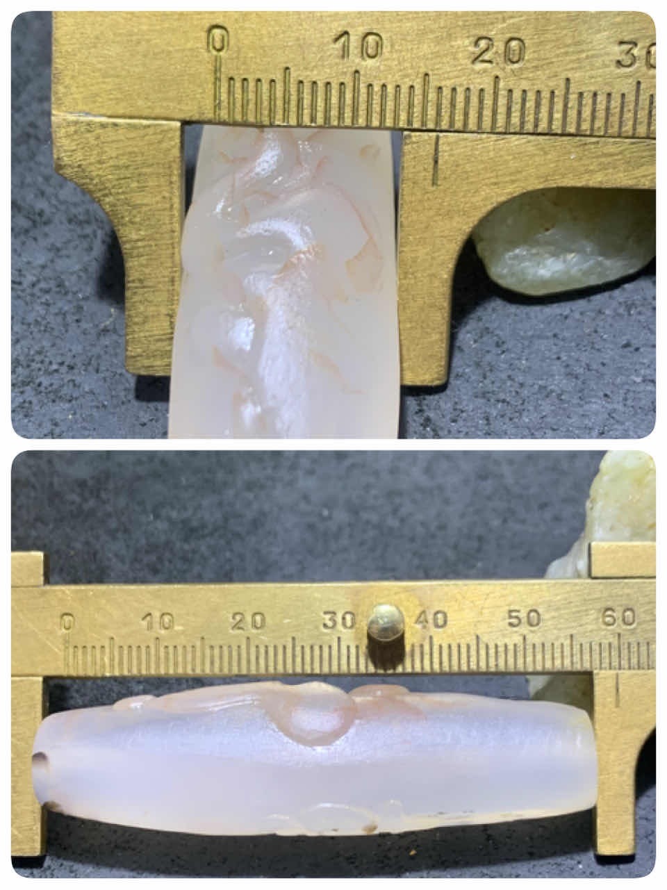 精美高玉化水墨火焰纹俏色海洋玉髓手工雕刻禅字，得道成佛意境大桶珠一个！