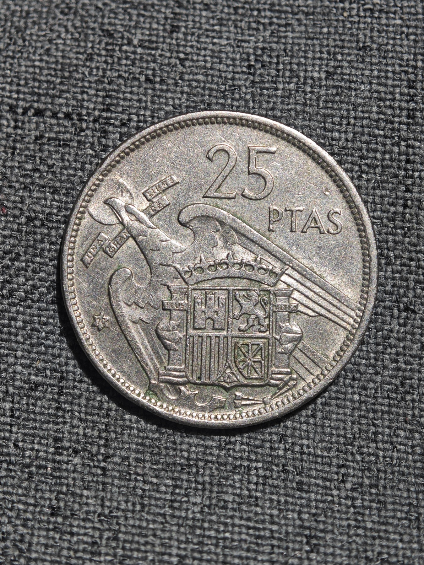 外国硬币收藏店第4期 稀少西班牙1957年弗朗哥雄鹰25比塞塔大镍币