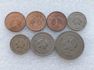 全场一元起拍 世界钱币散币、银币专场 第45期 加纳1967、75年硬币7枚