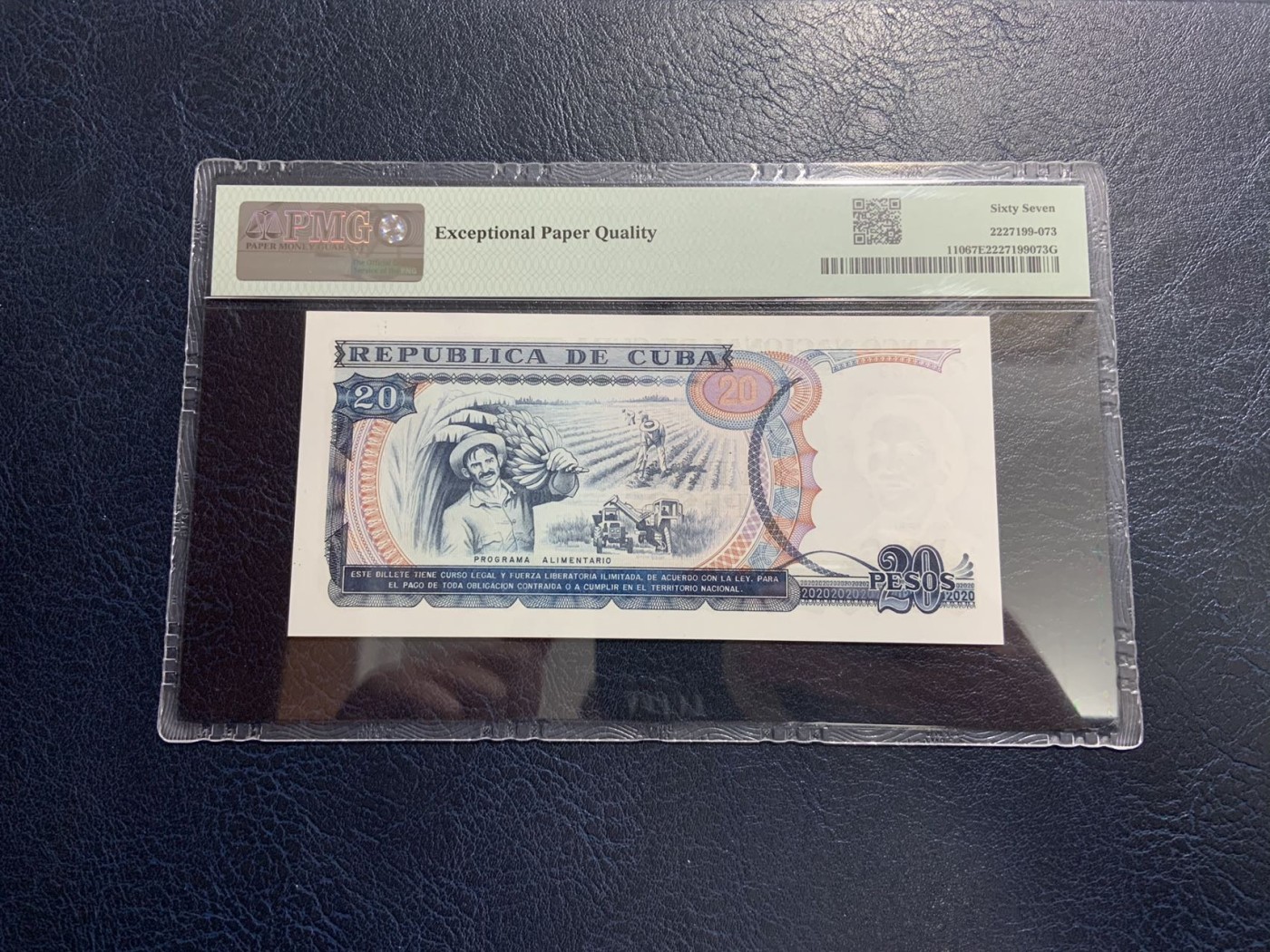 收藏联盟Quantum Auction 第309期拍卖  古巴1991年20比索 PMG67 中国代印 双面雕刻