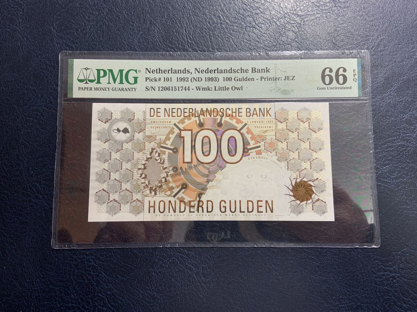收藏联盟Quantum Auction 第309期拍卖  荷兰1993年100盾 PMG66 小齿轮