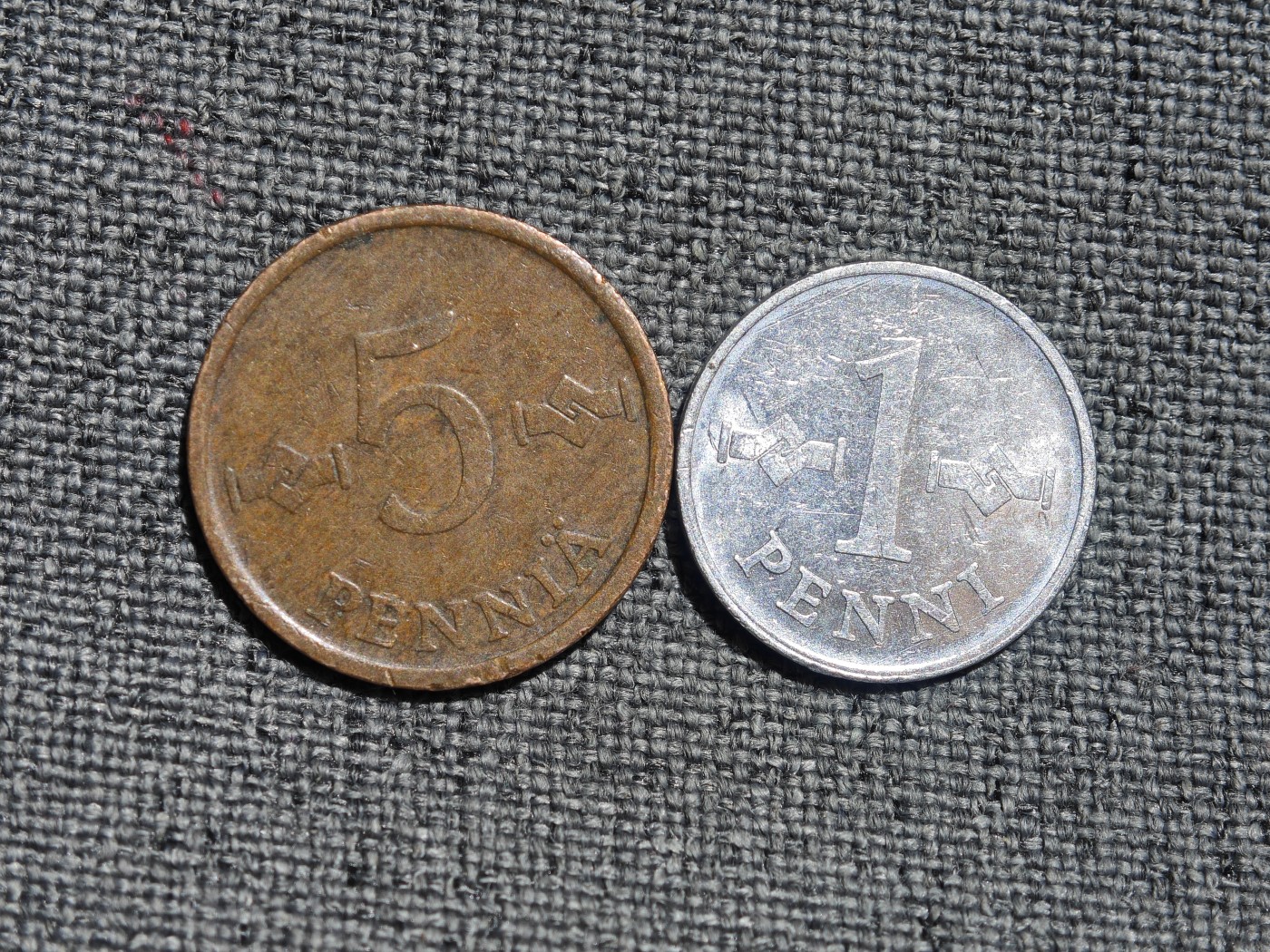 外国硬币收藏店第4期 芬兰5、1芬尼铜币铝币2枚