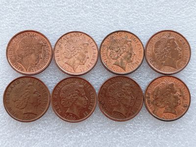 全场一元起拍 世界钱币散币、银币专场 第45期 新西兰10分硬币8枚 毛利人面具