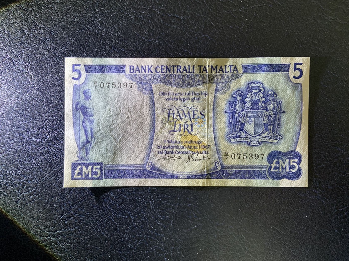 收藏联盟Quantum Auction 第309期拍卖  马耳他1967版5里拉 品相UNC 德纳罗彩背号码无4
