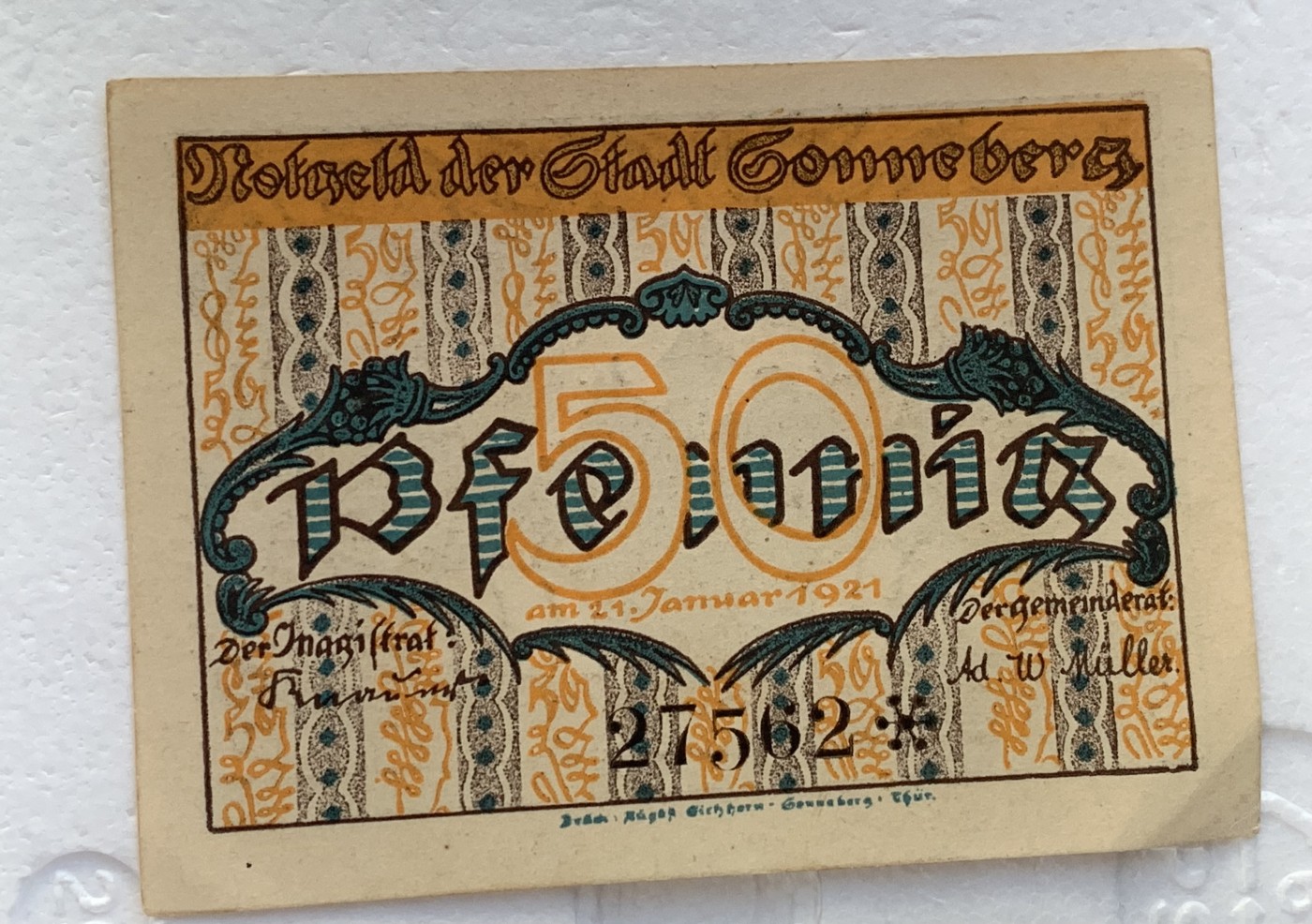 瓶子🏺散币纸币第3期  奥地利德紧时期1920年50芬尼纸币  稀少