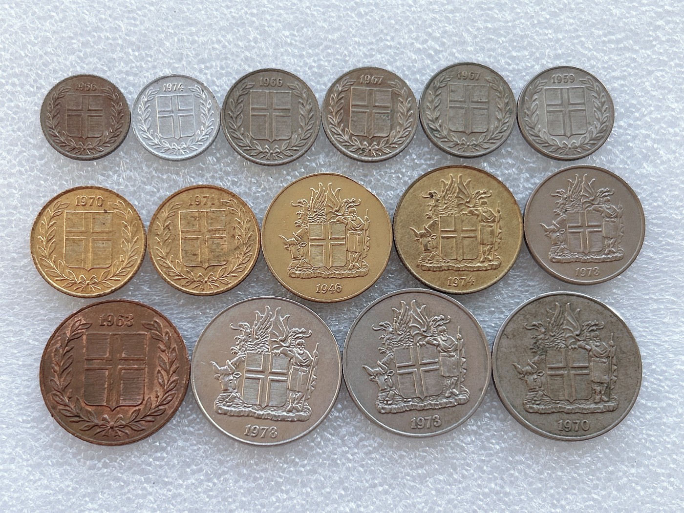 全场一元起拍 世界钱币散币、银币专场 第45期 冰岛硬币15枚 有重复