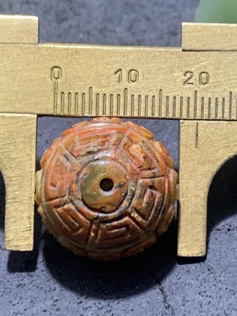 精美草花纹战国红玛瑙手工雕刻2.0回纹珠一颗