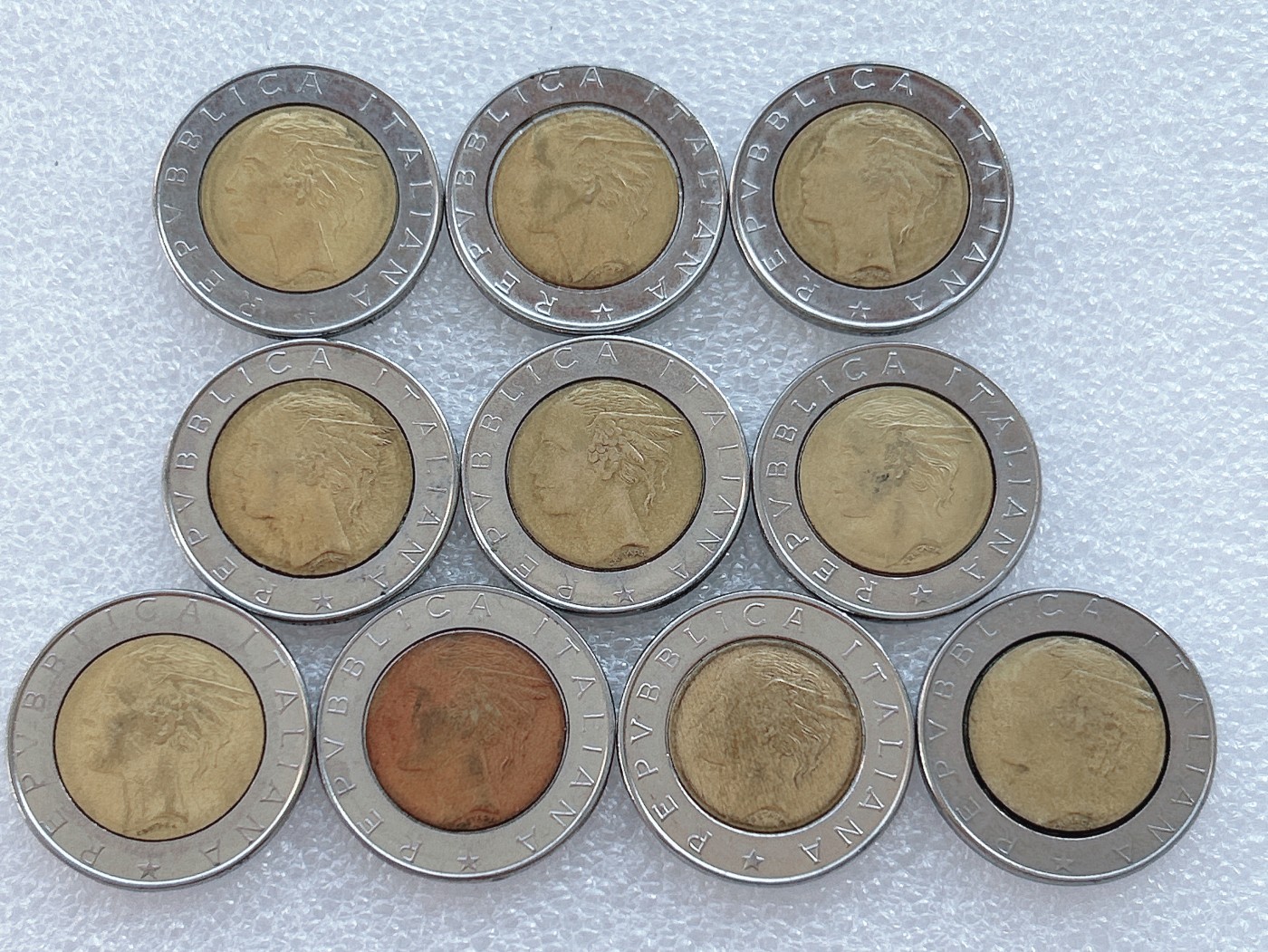 全场一元起拍 世界钱币散币、银币专场 第45期 意大利500里拉双色硬币10枚