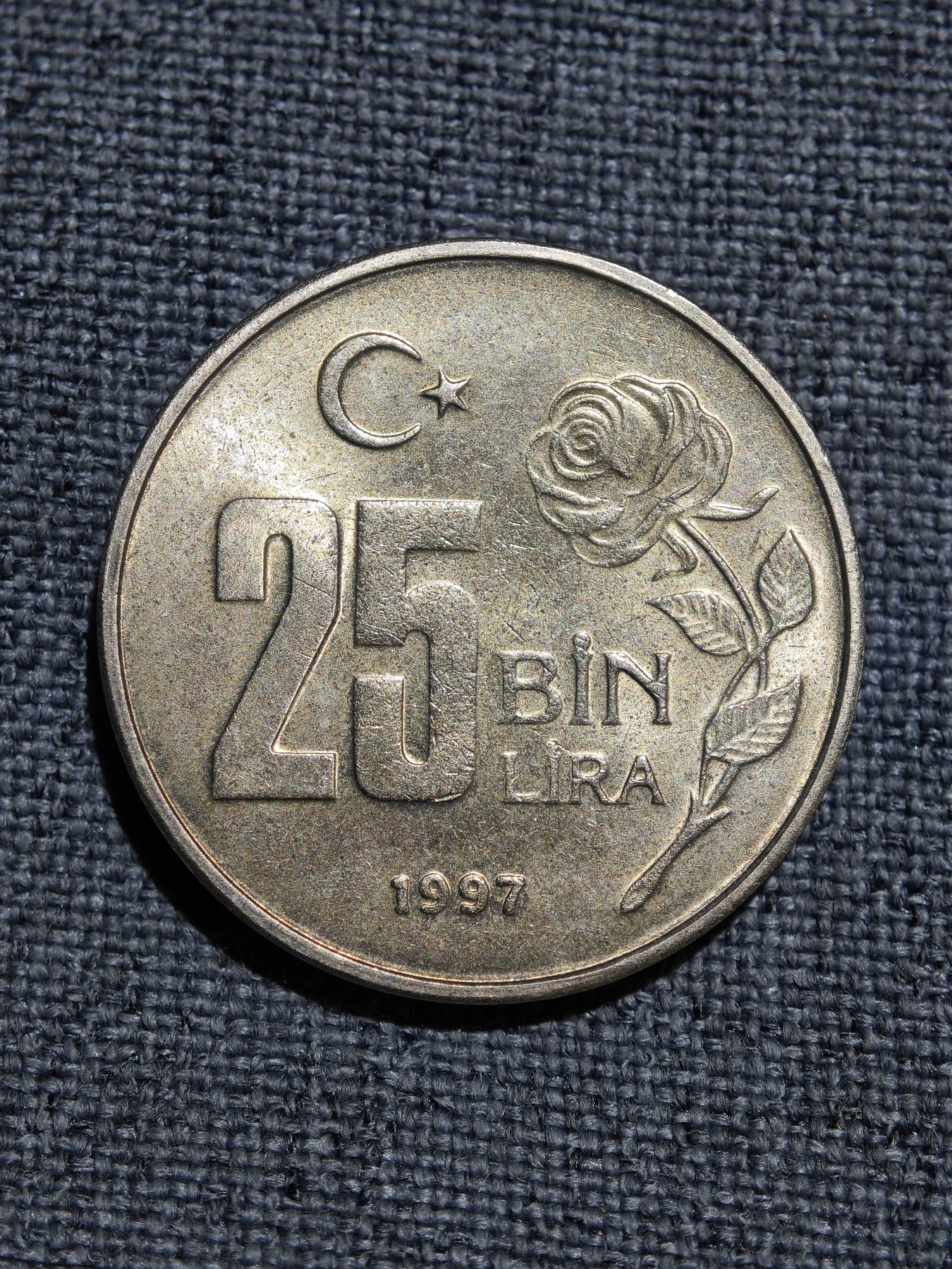 外国硬币收藏店第4期 土耳其1997年大额厚重铜币25000里拉