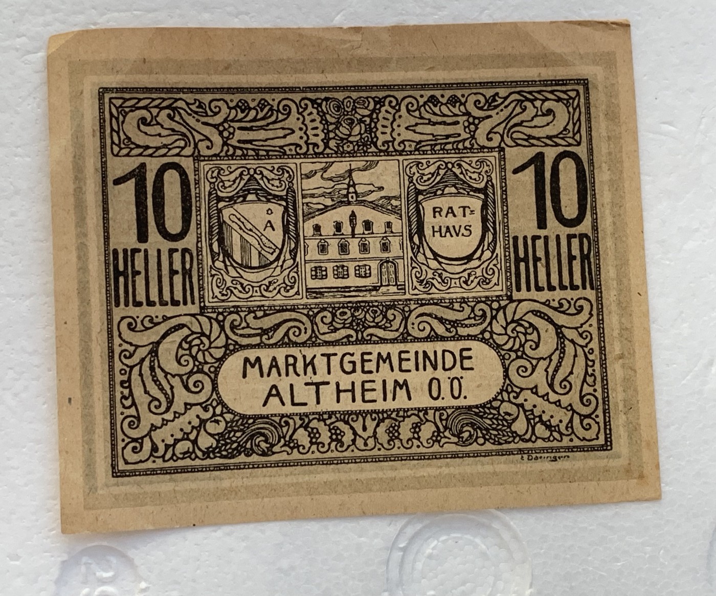 瓶子🏺散币纸币第3期  奥地利德紧时期1920年10赫勒纸币