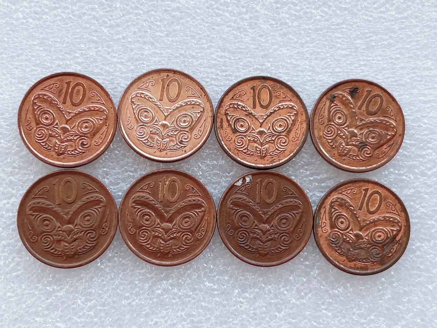 全场一元起拍 世界钱币散币、银币专场 第45期 新西兰10分硬币8枚 毛利人面具