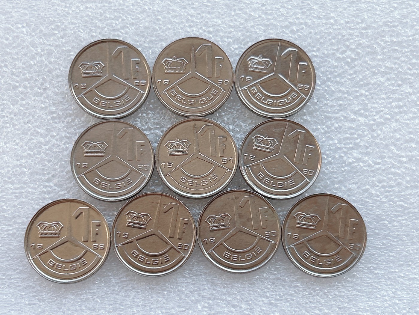 全场一元起拍 世界钱币散币、银币专场 第45期 比利时1法郎 两个版 10枚