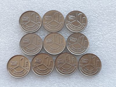 全场一元起拍 世界钱币散币、银币专场 第45期 比利时1法郎 两个版 10枚