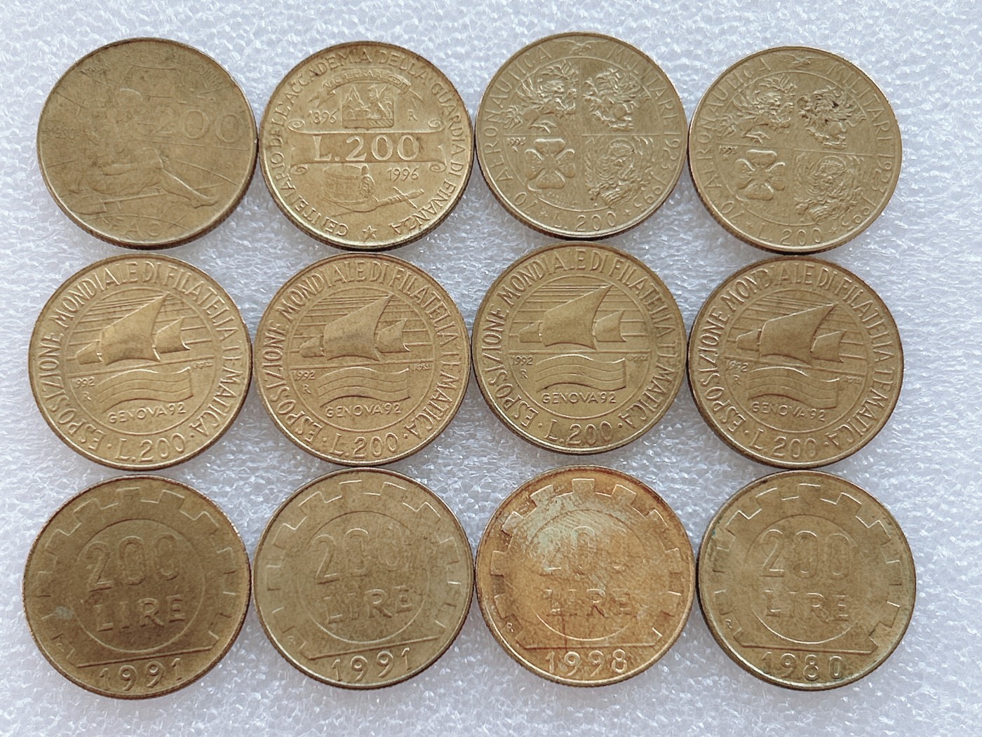 全场一元起拍 世界钱币散币、银币专场 第45期 意大利200里拉 12枚