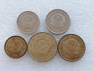 全场一元起拍 世界钱币散币、银币专场 第45期 越南 全套5枚硬币 2003年