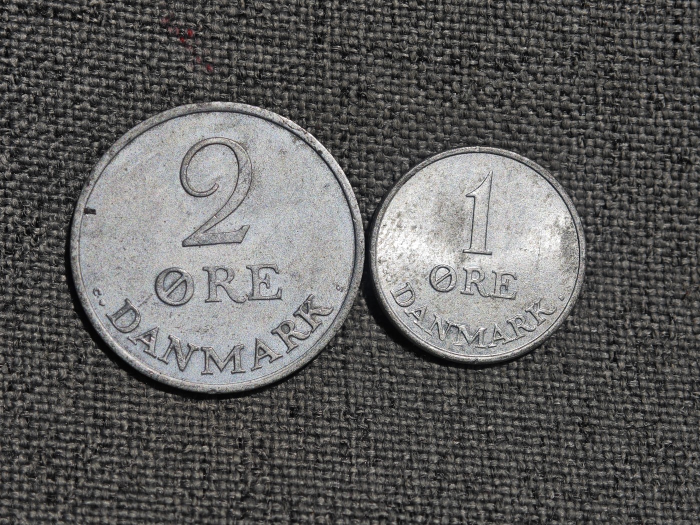 外国硬币收藏店第4期 丹麦老版2、1欧尔铁币、铝币2枚