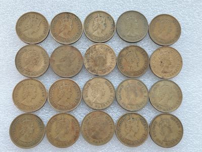 全场一元起拍 世界钱币散币、银币专场 第45期 香港60年代女王大一毫 香港大1毫 20枚