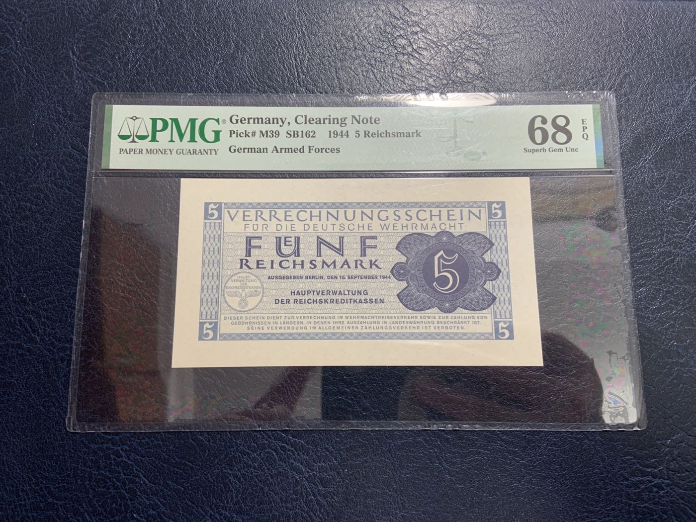 收藏联盟Quantum Auction 第309期拍卖  德国1944年清算票5马克 PMG68