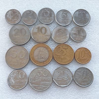 全场一元起拍 世界钱币散币、银币专场 第45期 巴西硬币17枚 不同版无重复
