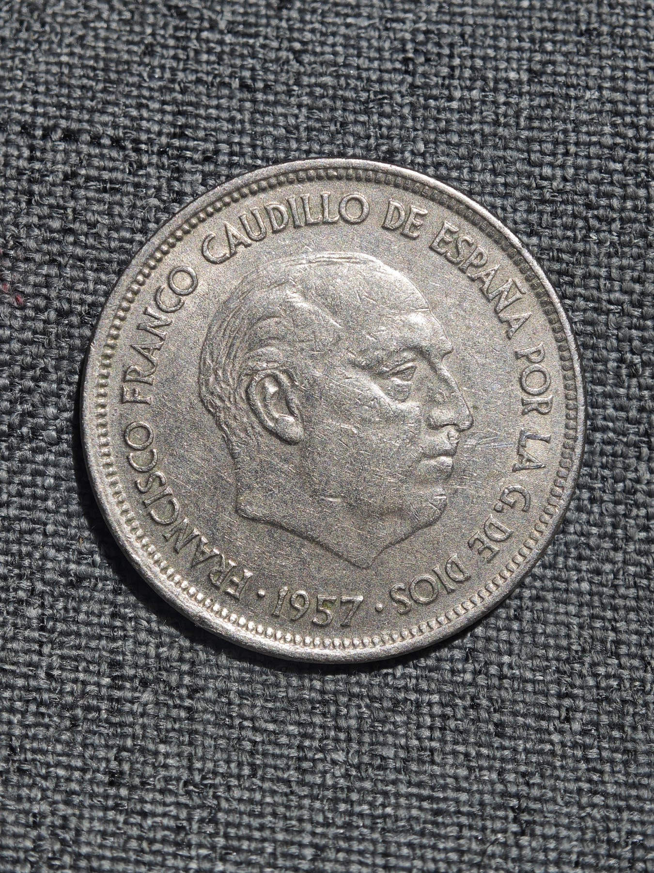 外国硬币收藏店第4期 稀少西班牙1957年弗朗哥雄鹰25比塞塔大镍币