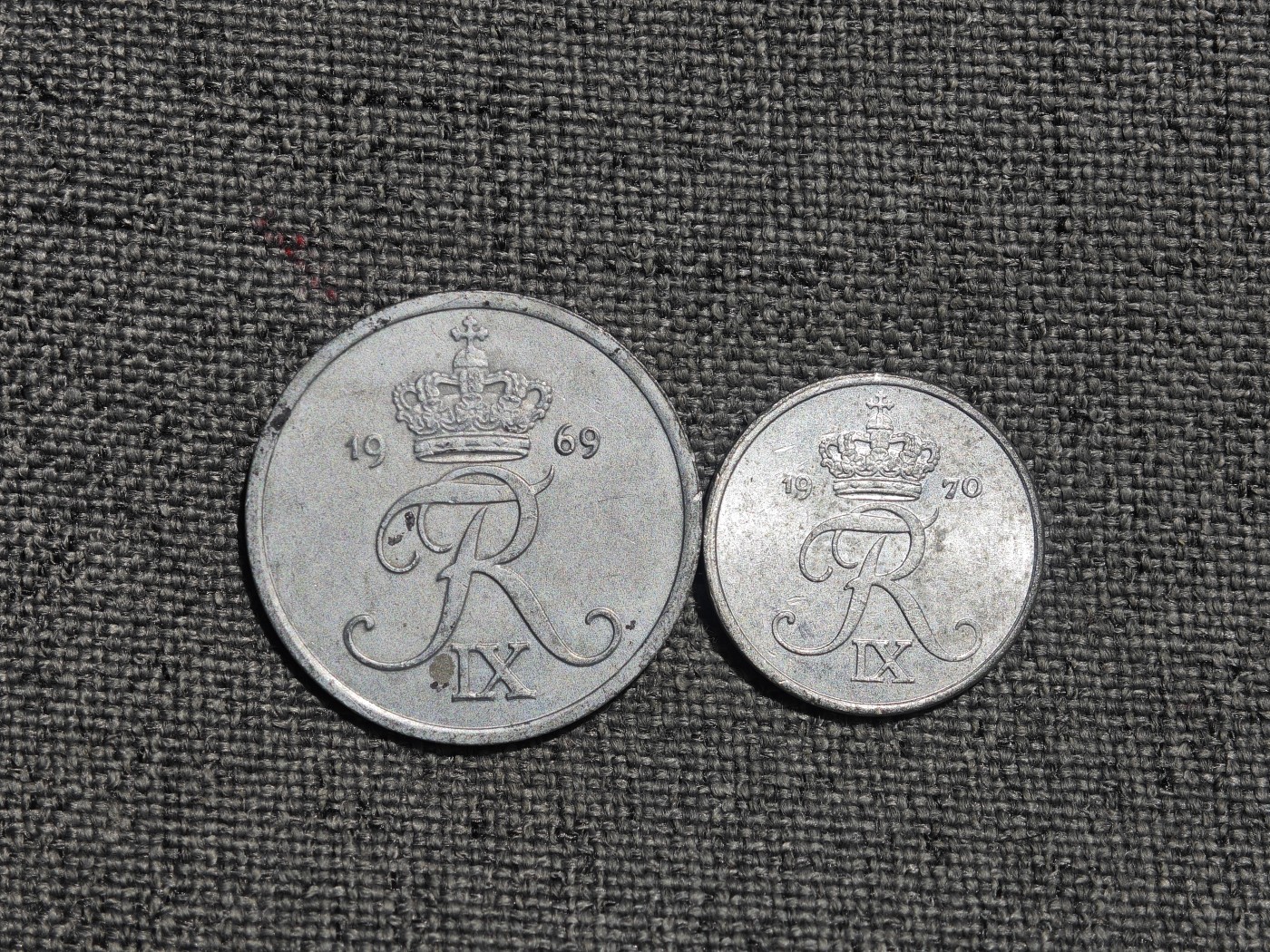 外国硬币收藏店第4期 丹麦老版2、1欧尔铁币、铝币2枚