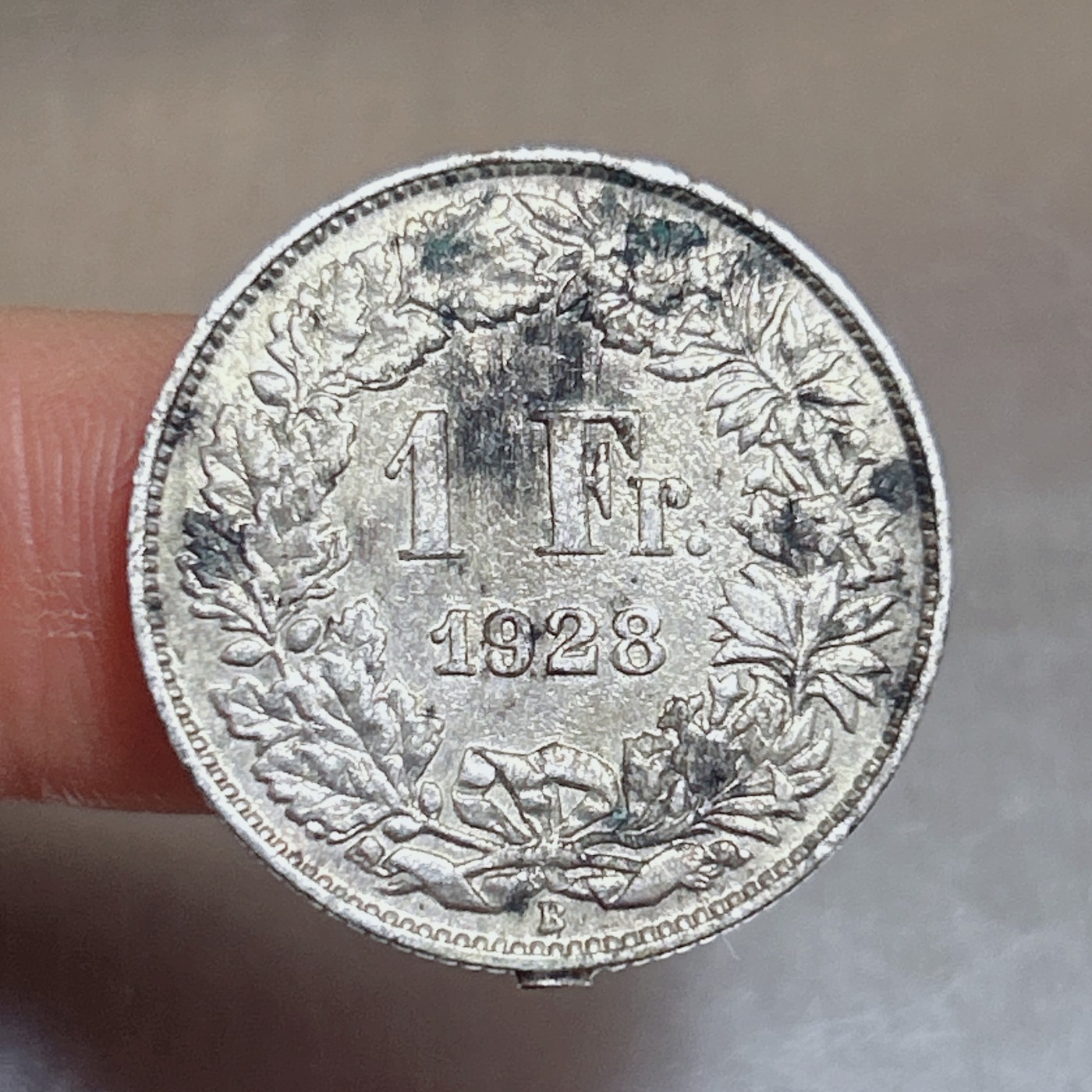 第一海外回流一元起拍收藏 银币专场 第70期 1928年瑞士1法郎银币 海尔维蒂亚守护者 重5g