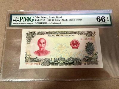 【Blue Auction】✨世界纸币精拍第403期【精】 - 【未发行 热门品种】越南 1969年20盾 胡志明 PMG66EPQ 特色鲜明