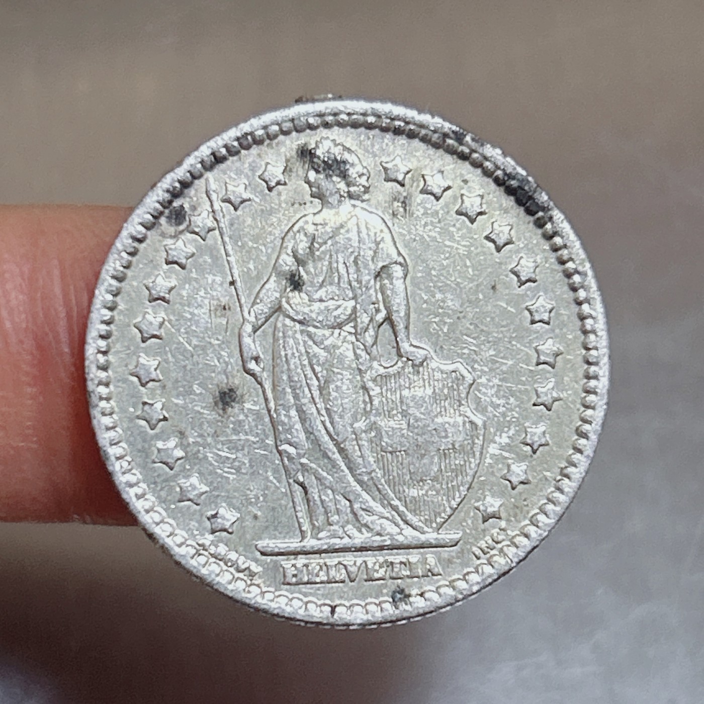 第一海外回流一元起拍收藏 银币专场 第70期 1928年瑞士1法郎银币 海尔维蒂亚守护者 重5g