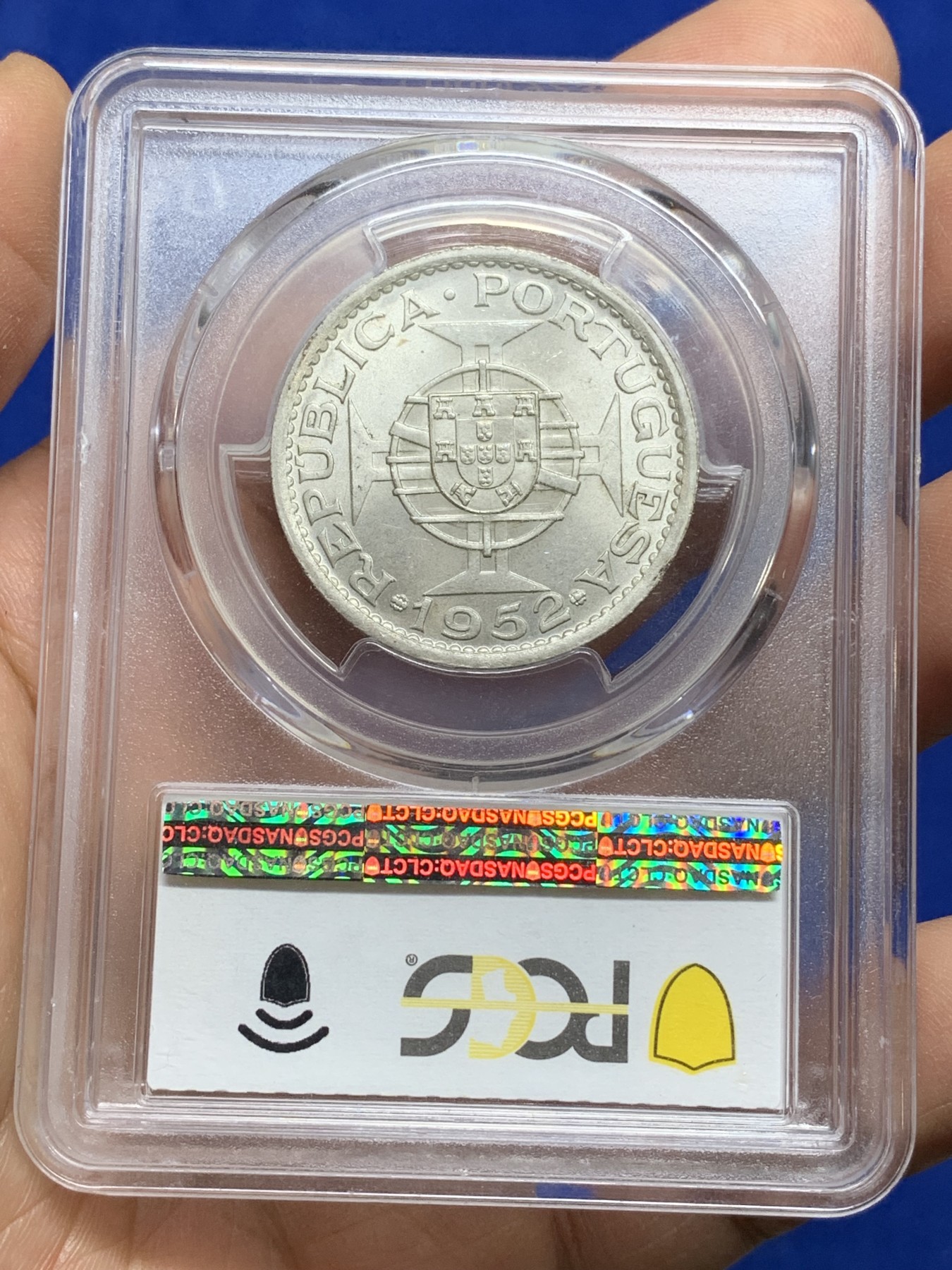 《竞宝斋》第222场-周日，周一 2场 (全场包邮) PCGS MS66 1952年澳门5元大银币