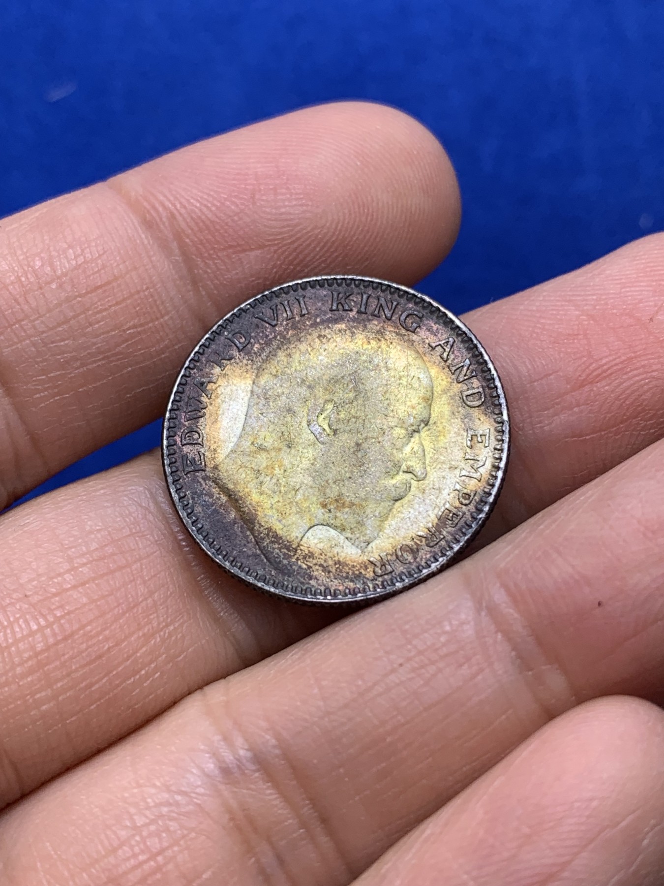 《竞宝斋》第222场-周日，周一 2场 (全场包邮) 英属印度1906年爱德华七世国王头像半卢比银币