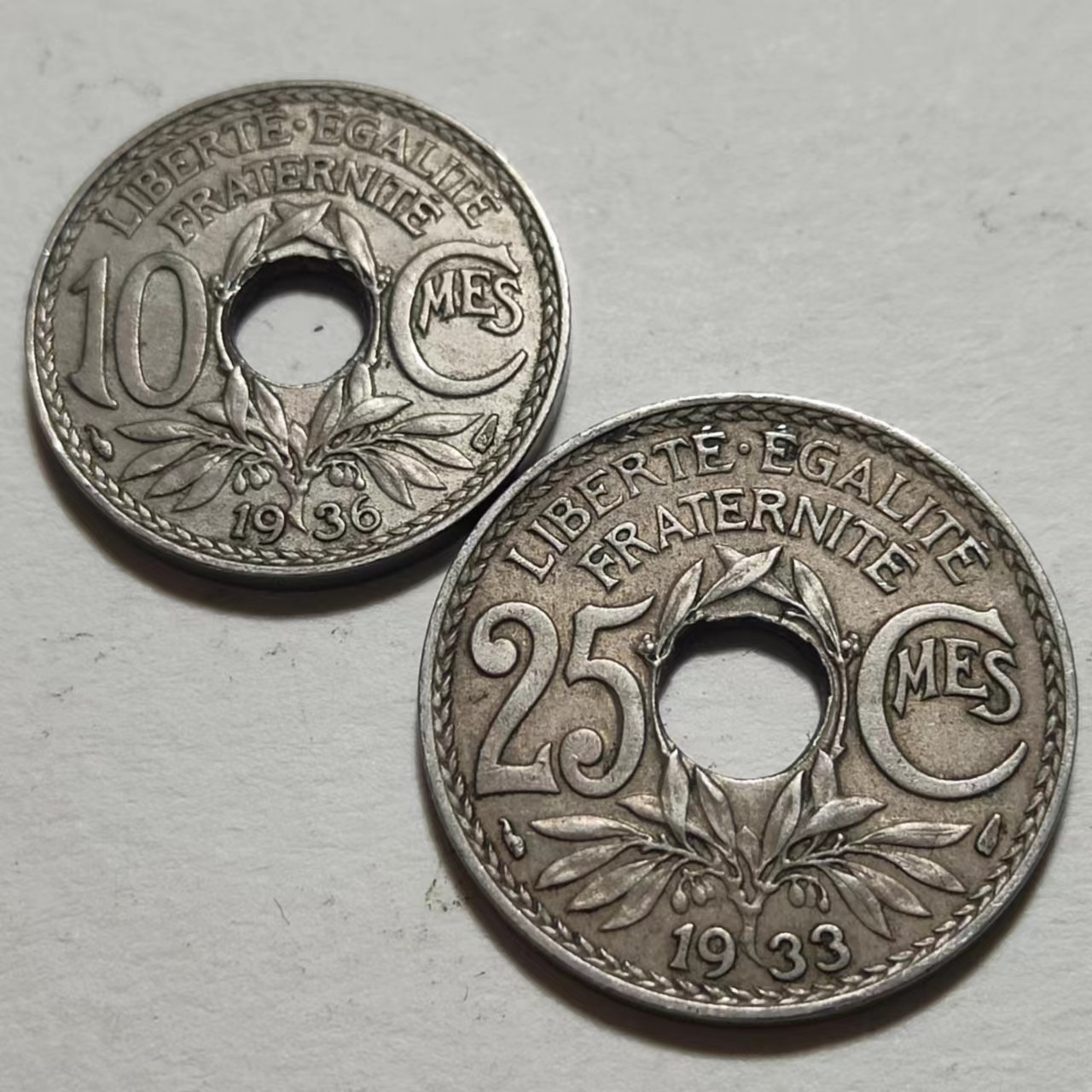 🎡物与斋第2场-德紧及欧洲回流钱币（0元起自动拍） 法国中孔1936年10分+1933年25分