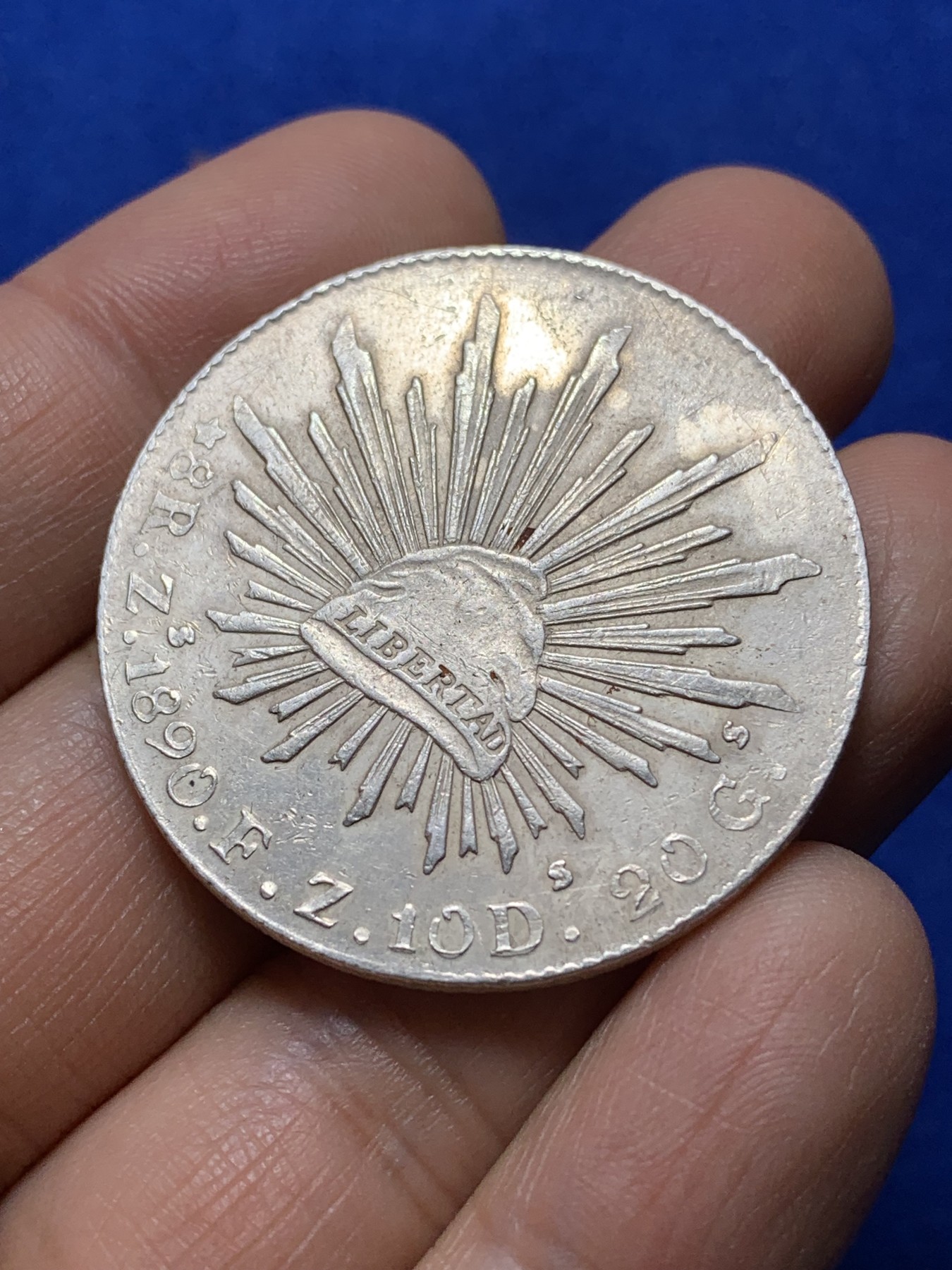 《竞宝斋》第222场-周日，周一 2场 (全场包邮) 1890年墨西哥鹰洋 有清洗 细节见图