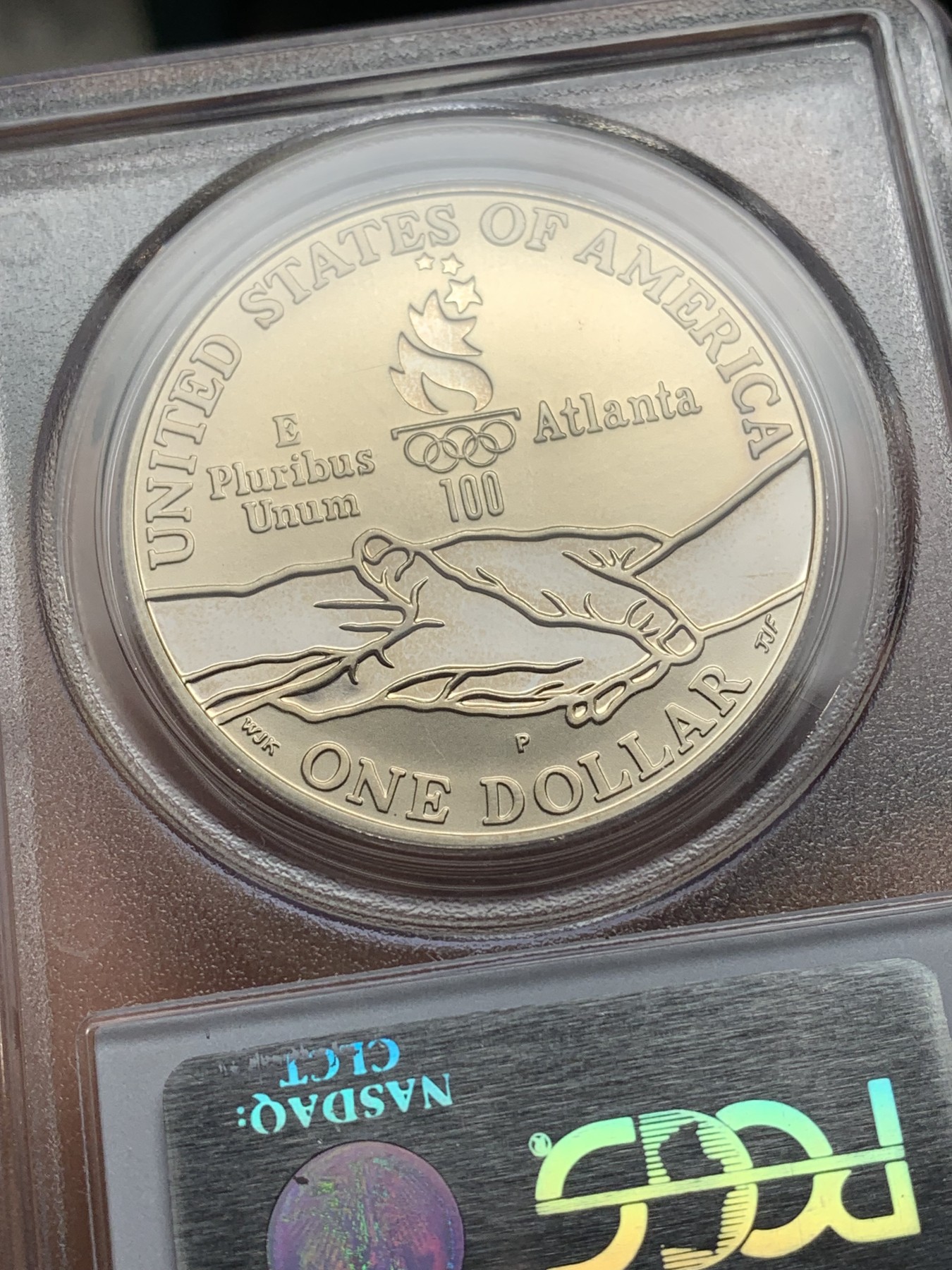 《竞宝斋》第222场-周日，周一 2场 (全场包邮) PCGS-PR69DCAM 美国1995年亚特兰大奥林匹克运动会之自行车骑行纪念精制银币