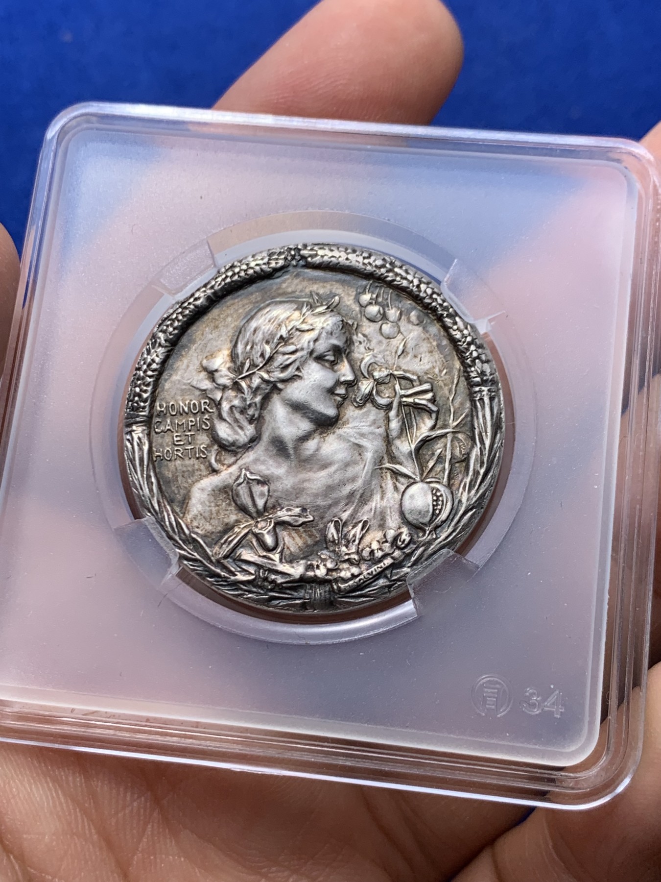 《竞宝斋》第222场-周日，周一 2场 (全场包邮) 1854意大利托斯卡纳园艺协会银章 33.6毫米 20.9克 雕刻精美 细节见图