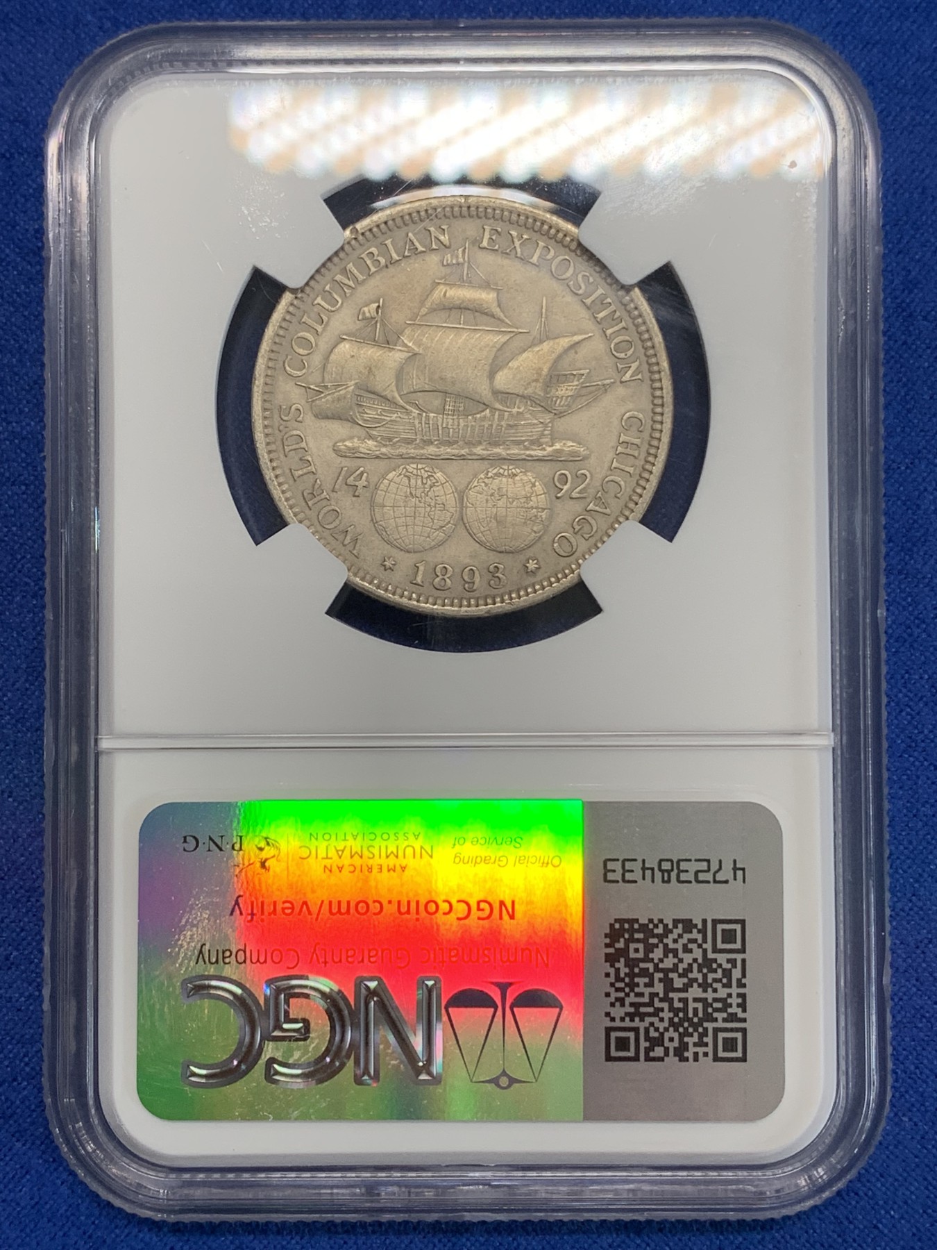 《竞宝斋》第222场-周日，周一 2场 (全场包邮) NGC AUD 美国1893年哥伦布 半美元 50美分 纪念银币 美国第一枚半美元纪念币 状态不错细节很好