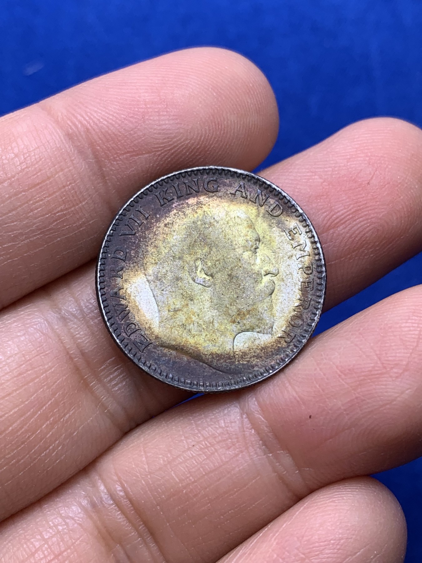 《竞宝斋》第222场-周日，周一 2场 (全场包邮) 英属印度1906年爱德华七世国王头像半卢比银币