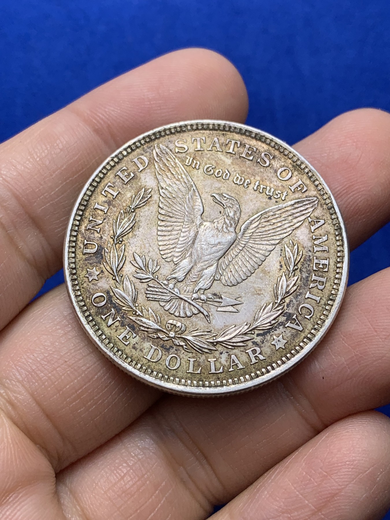 《竞宝斋》第222场-周日，周一 2场 (全场包邮) 美国1921年摩根大银币，原味老包浆，au品相