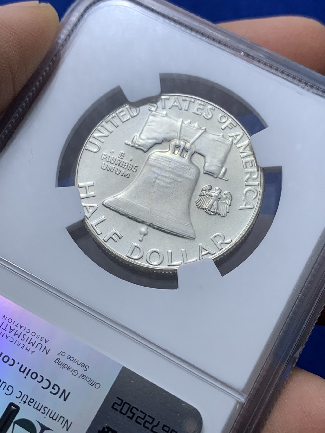 《竞宝斋》第222场-周日，周一 2场 (全场包邮) NGC-PF65 1957年富兰克林50美分精制银币，65分高分，品相十分精美。