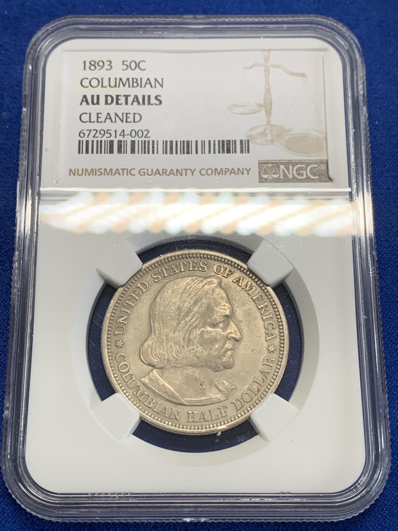 《竞宝斋》第222场-周日，周一 2场 (全场包邮) NGC AUD 美国1893年哥伦布 半美元 50美分 纪念银币 美国第一枚半美元纪念币 状态不错细节很好