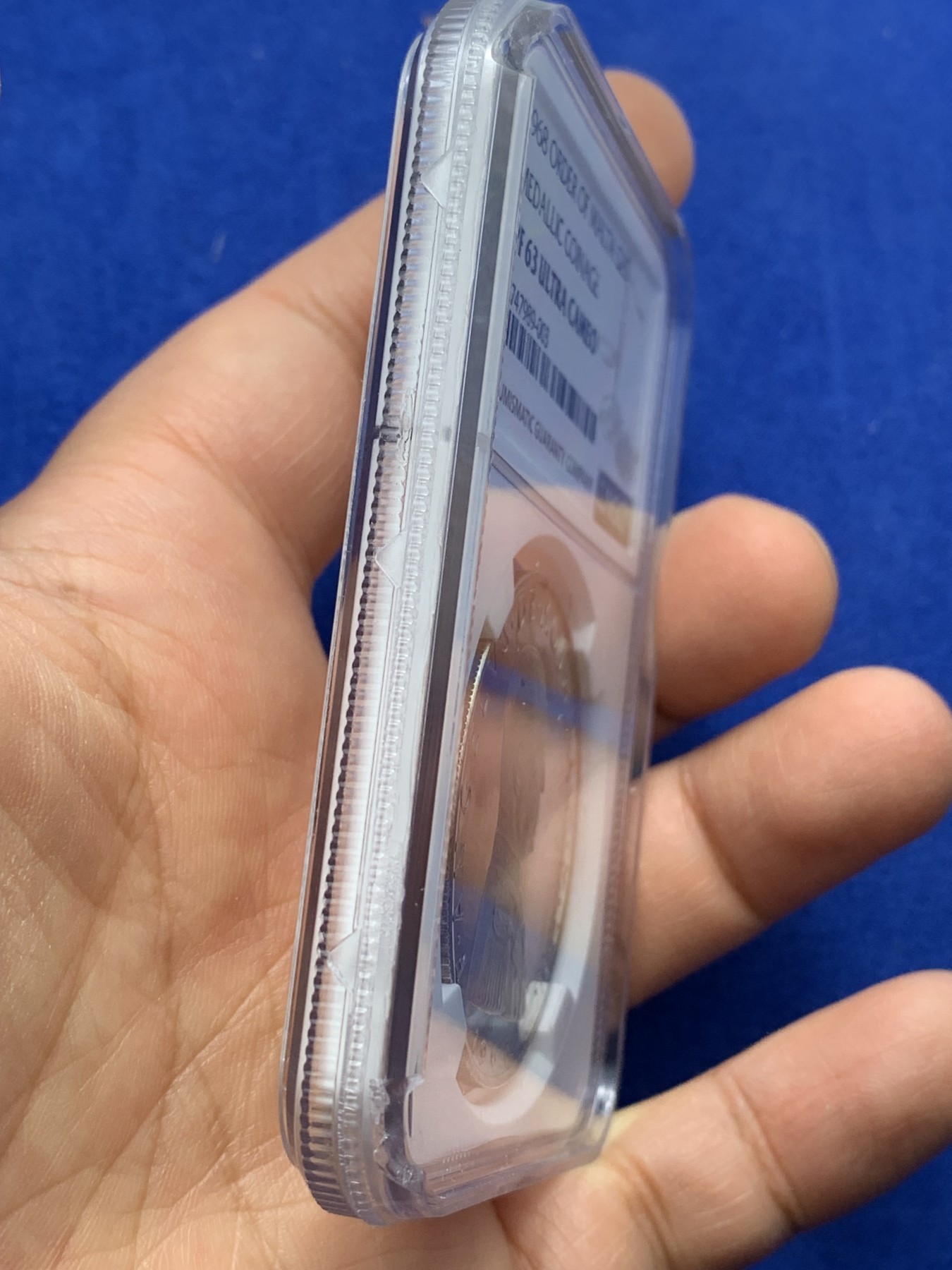 《竞宝斋》第222场-周日，周一 2场 (全场包邮) NGC PF63UC 马尔他1968年精制银币，稀有凭证，季军分，更高分仅2枚，盒子角上有磕，见图。