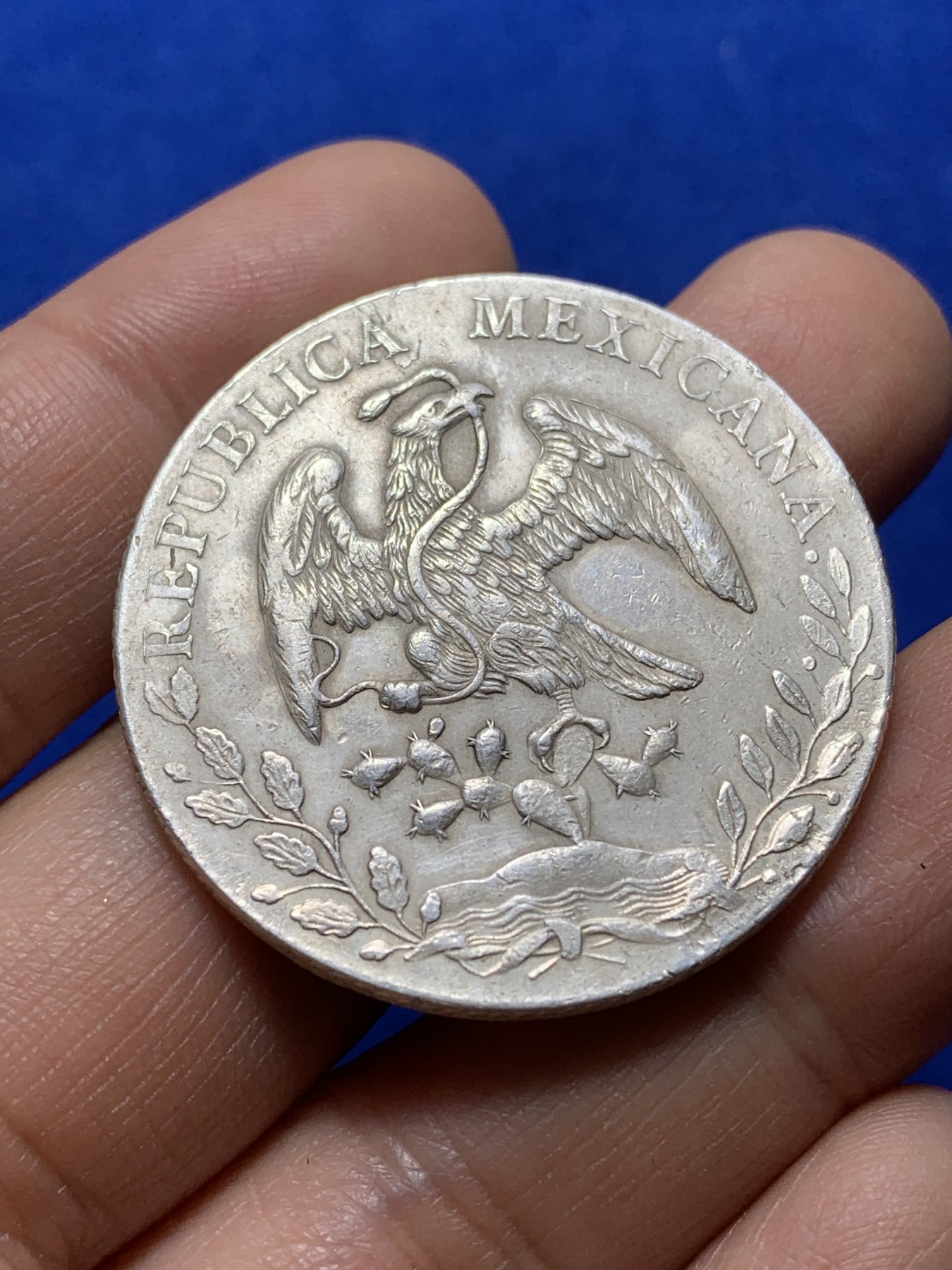 《竞宝斋》第222场-周日，周一 2场 (全场包邮) 1890年墨西哥鹰洋 有清洗 细节见图